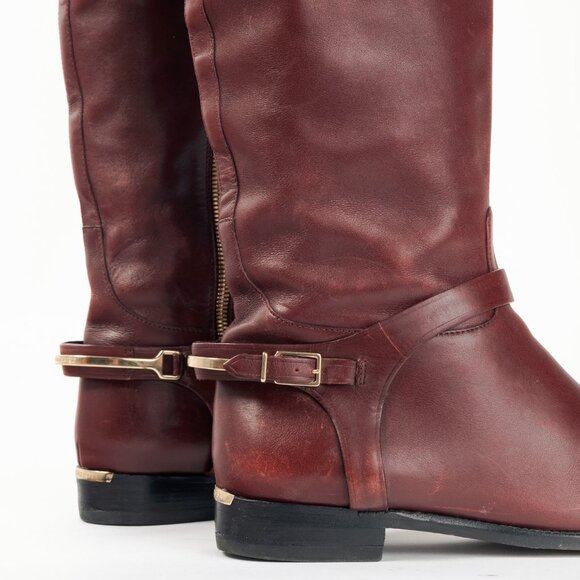 Burberry Carmack Bordeaux Leather Over-The-Knee Riding Boots - Picture 8 of 10